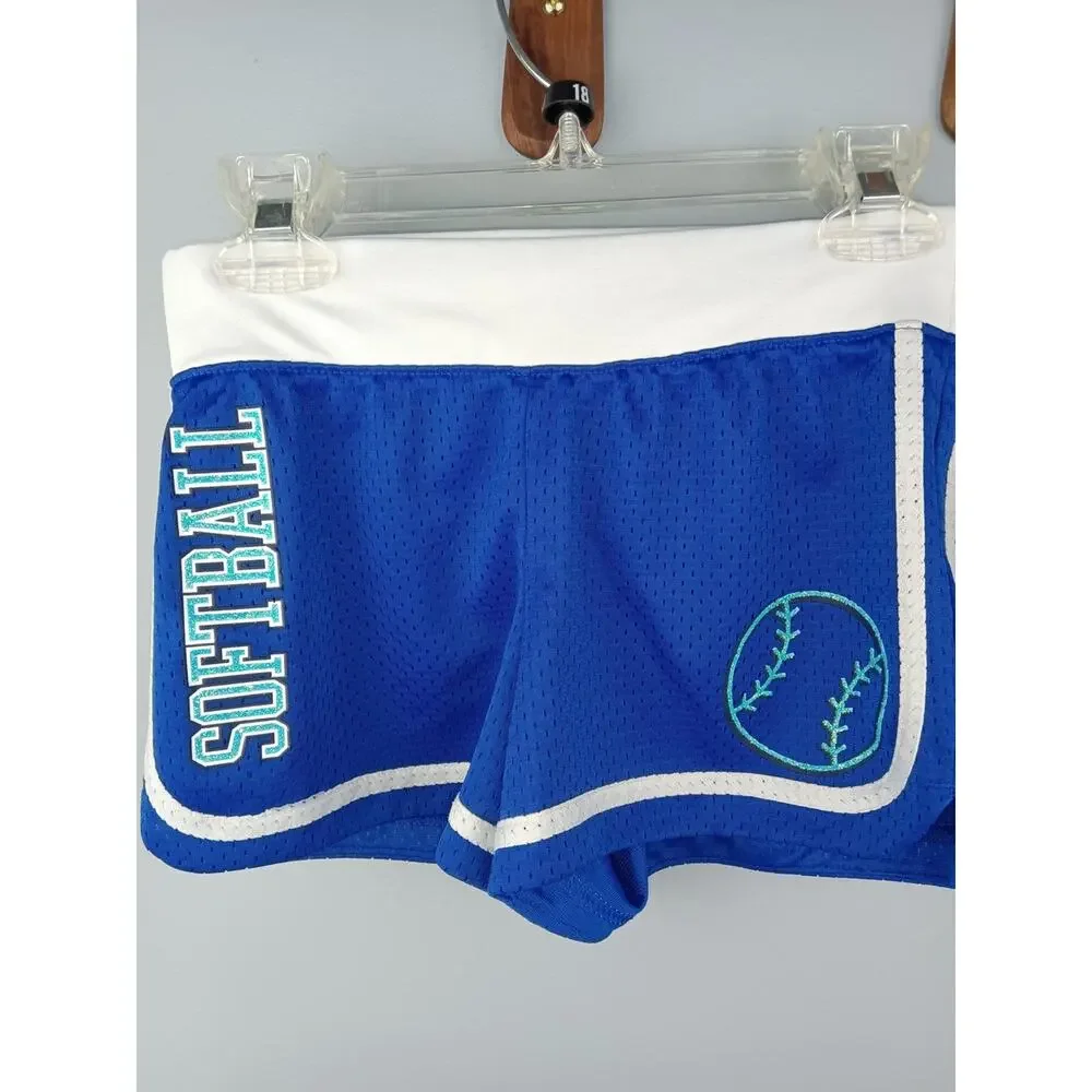 Justice Girls' Blue & White Sequin Softball Tank and Shorts Set